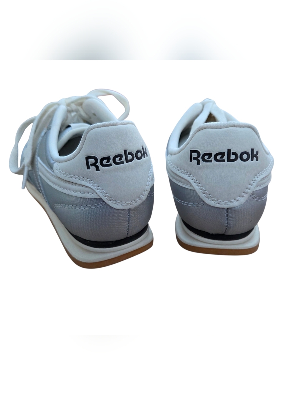Reebok - Silver and White Metallic Retro Low-Top Sneakers w/Ortholite Comfort - Picture 4 of 8